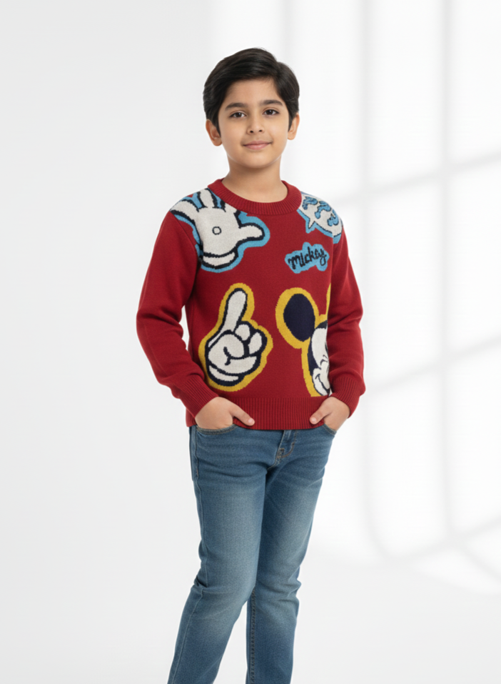 Red Mickey Sweater Boys