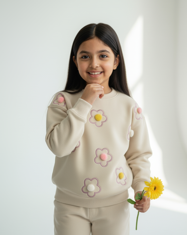 Cream Sweatshirt Girls