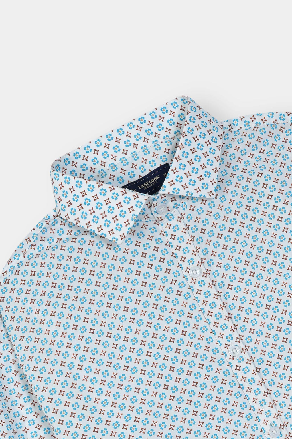Sky Blue Printed Dress Shirt Men